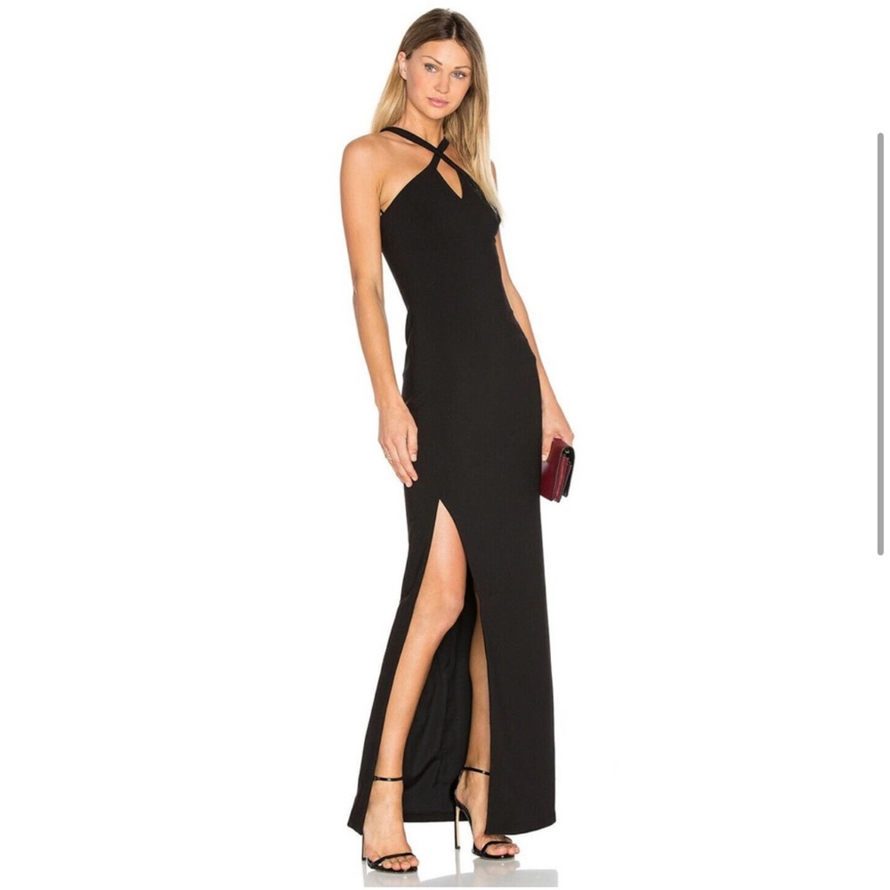 LIKELY Keeshen Gown 6 Keyhole Cross-Strap Halter
